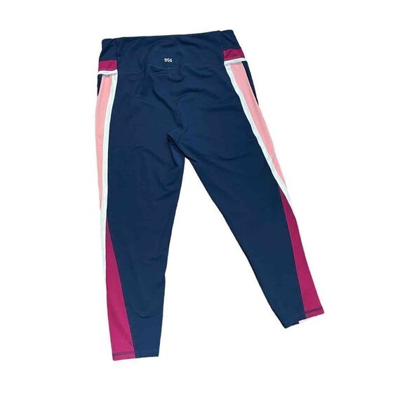 DSG|WOMEN’S ACTIVEWEAR CROPPED LEGGINGS NAVY/ MULTICOLOR STRIPED COLOR-BLOCK‎ L - Picture 5 of 6